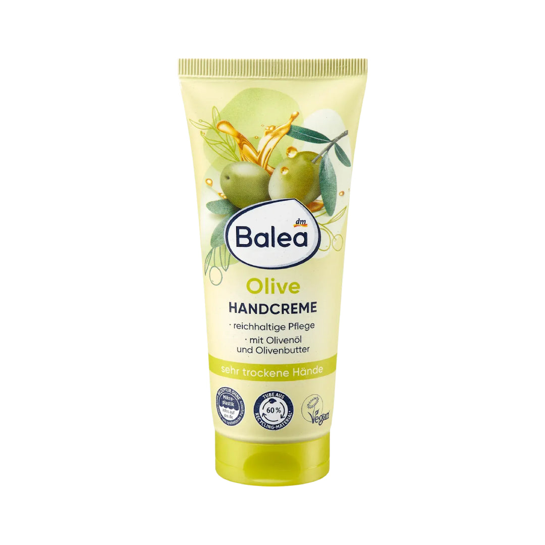 Balea Olive Hand Cream tube on a white background