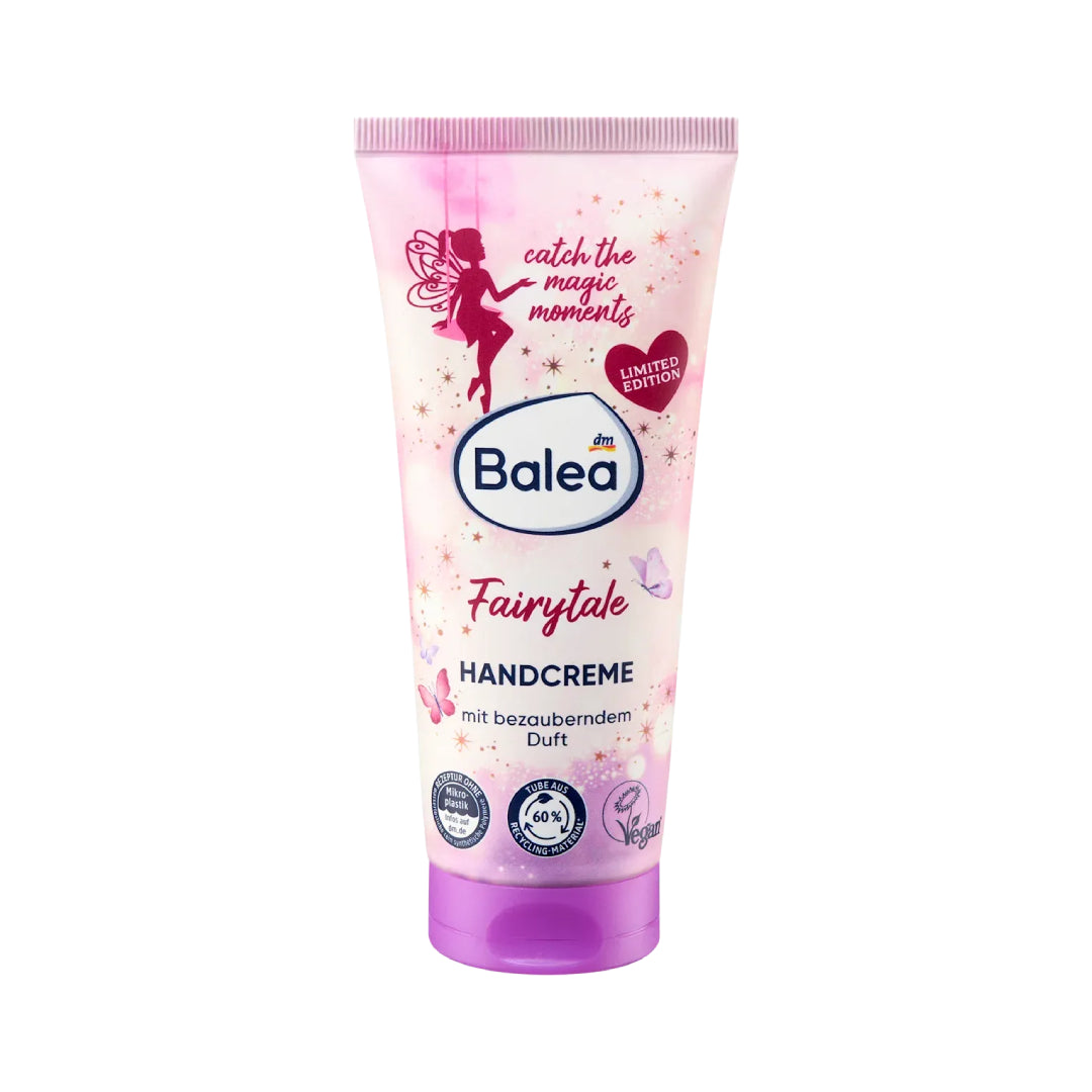 Balea Fairytale hand cream tube on a white background