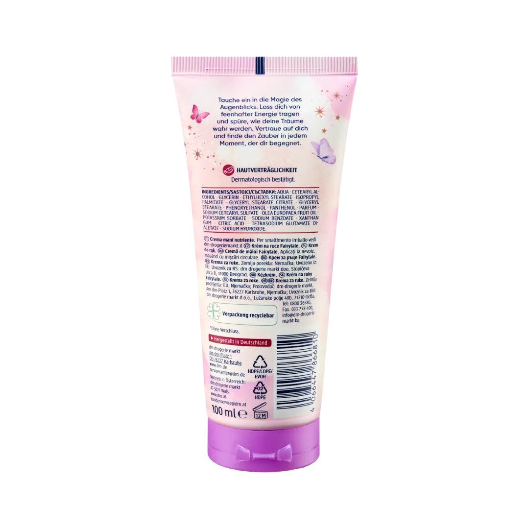 Balea Fairytale hand cream tube on a white background