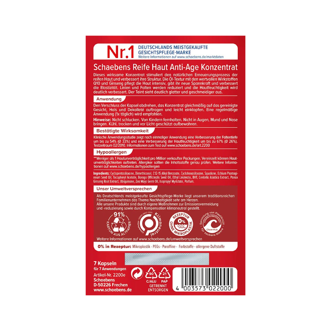 Schaebens Reife Haut Anti-Age Concentrate packaging on a white background