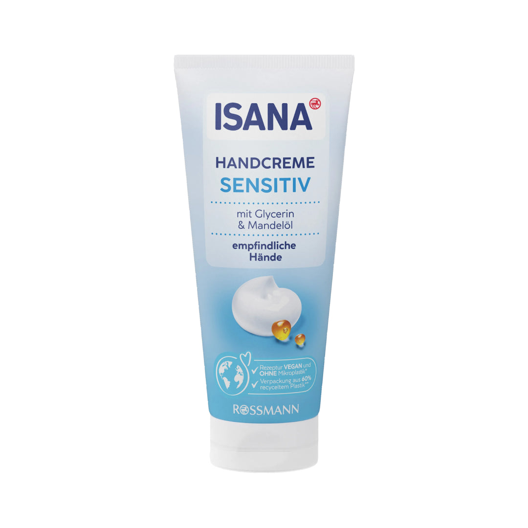 ISANA Handcreme Sensitiv tube on a white background