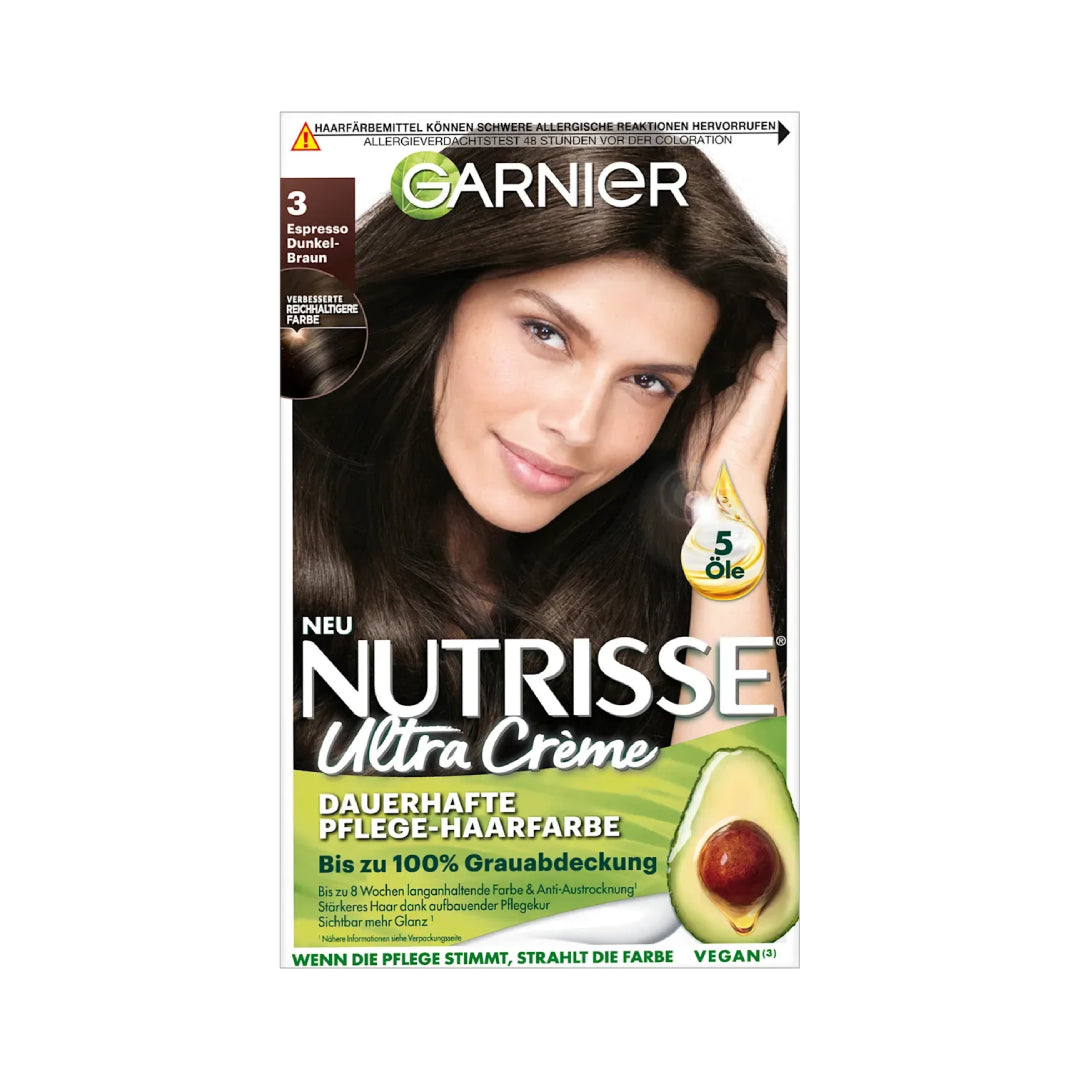 Garnier Nutrisse Ultra Crème Permanent Hair Dye in the shade 3 Espresso Dark Brown