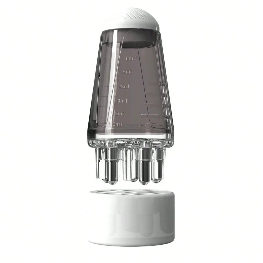Steel scalp massage brush with tonic or any liquid product
