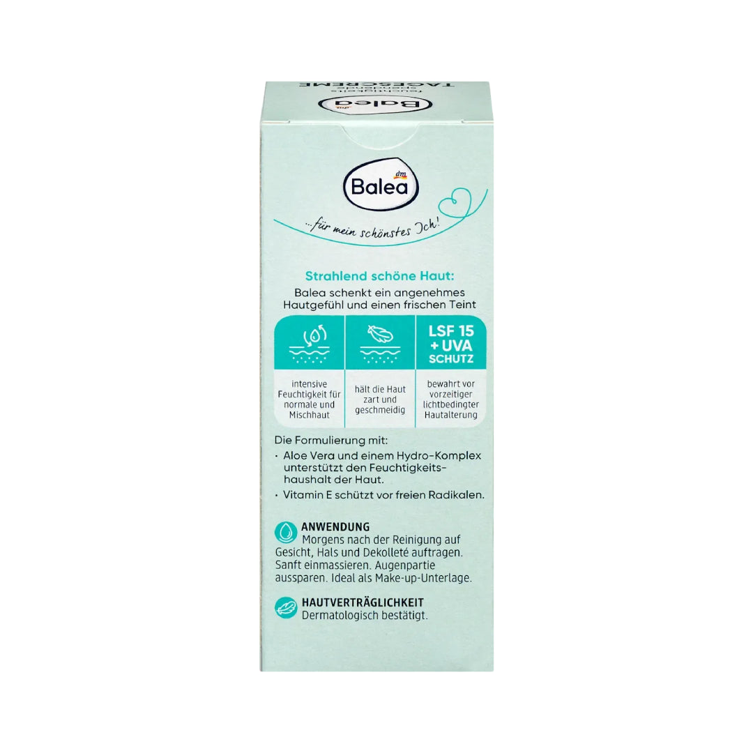 Balea Moisturizing Day Cream SPF 15 with Aloe Vera 50ml