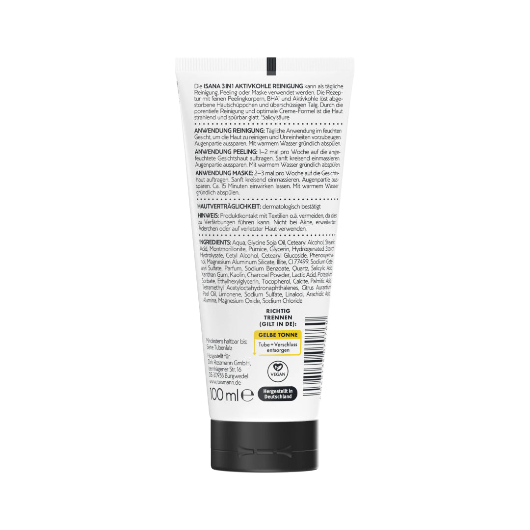 ISANA 3-in-1 Activated Charcoal Cleansing 100ml