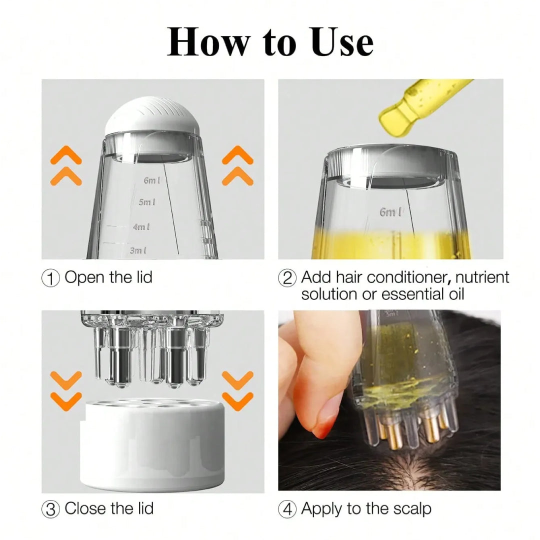 Steel scalp massage brush with tonic or any liquid product