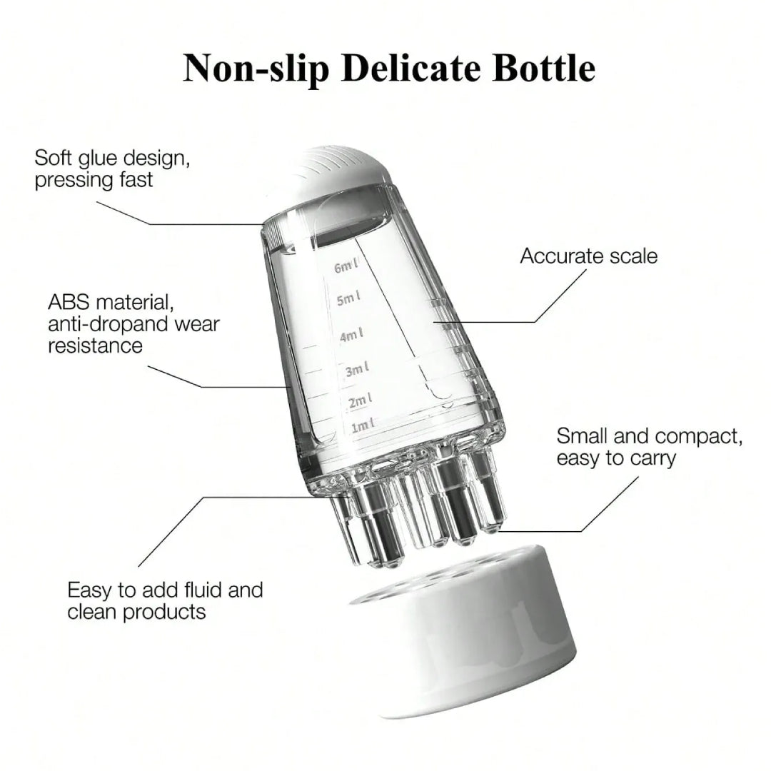 Steel scalp massage brush with tonic or any liquid product