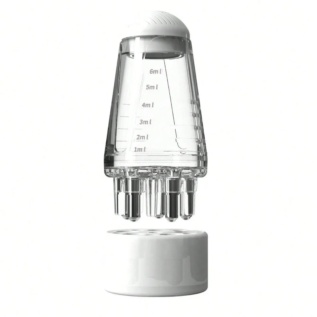 Steel scalp massage brush with tonic or any liquid product